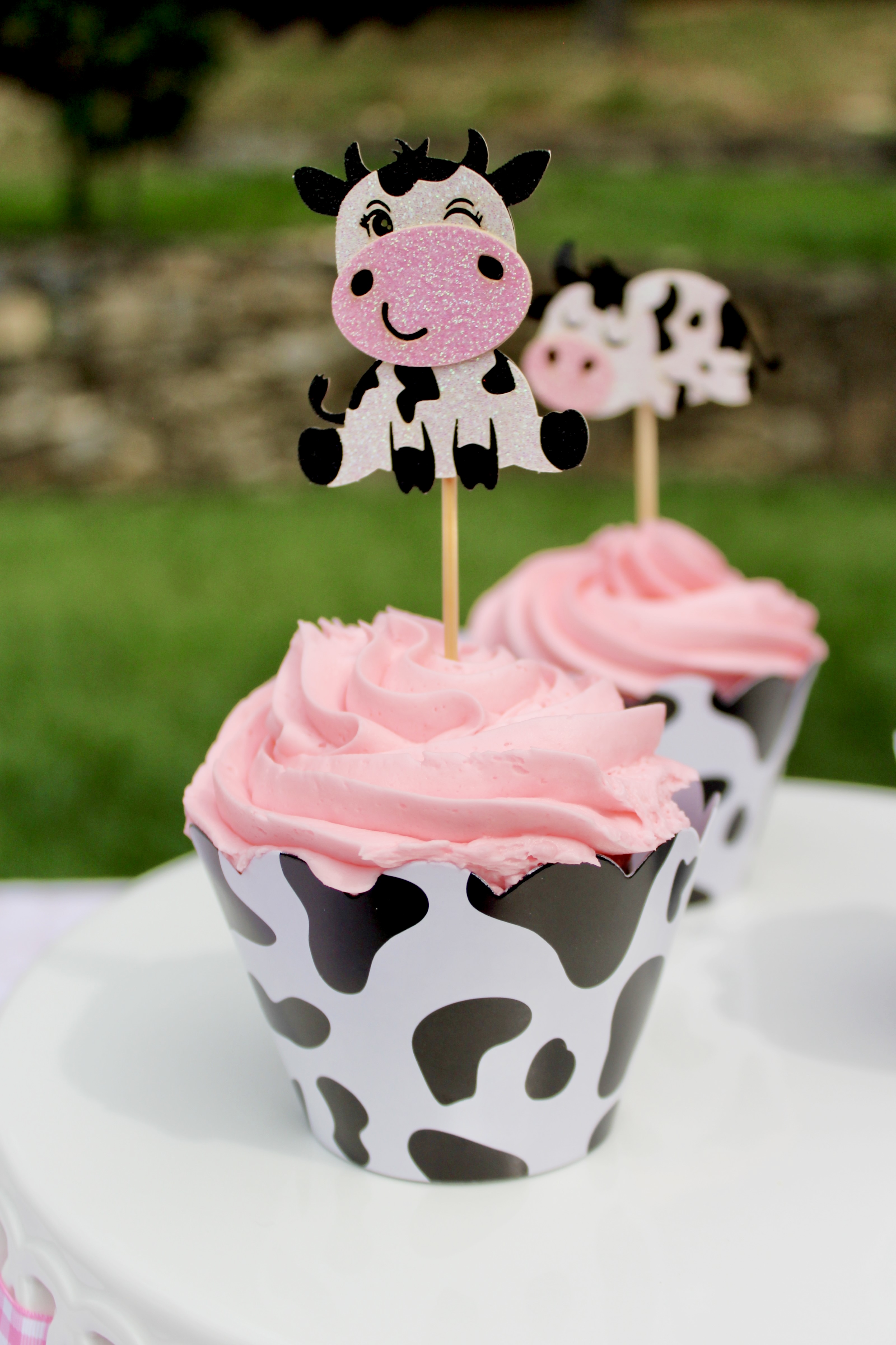 Cute Cow Party Cupcakes And Paper Lanterns